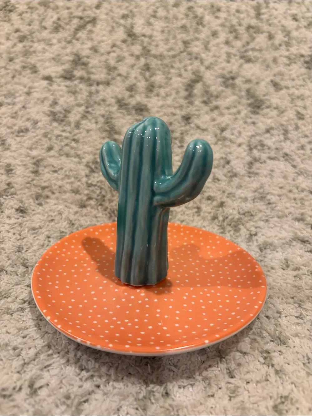Southwest Ceramic Teal Cactus Ring Jewelry Trinket Dish NWT Sass & Belle 5x4”